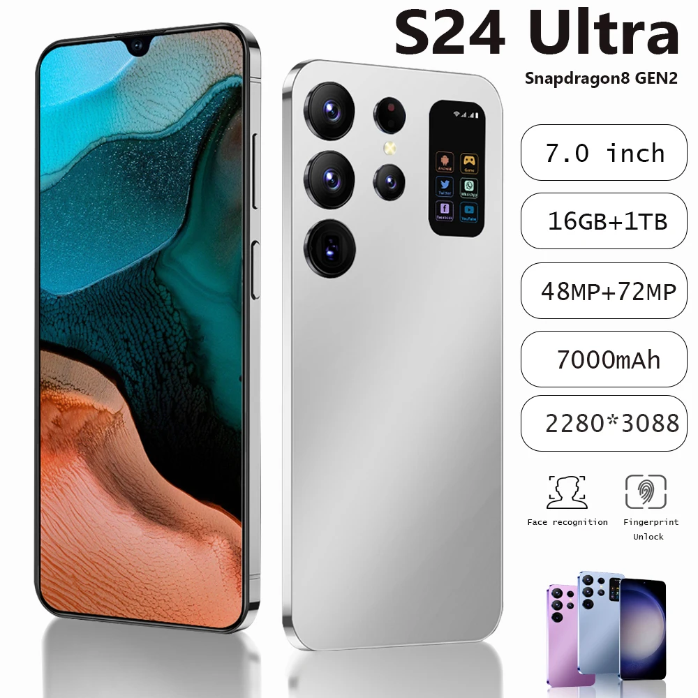 Original S24 Ultra Smartphone Qualcomm8 Gen2 16GB+1TB 7000mAh 48+72MP Dual SIM D