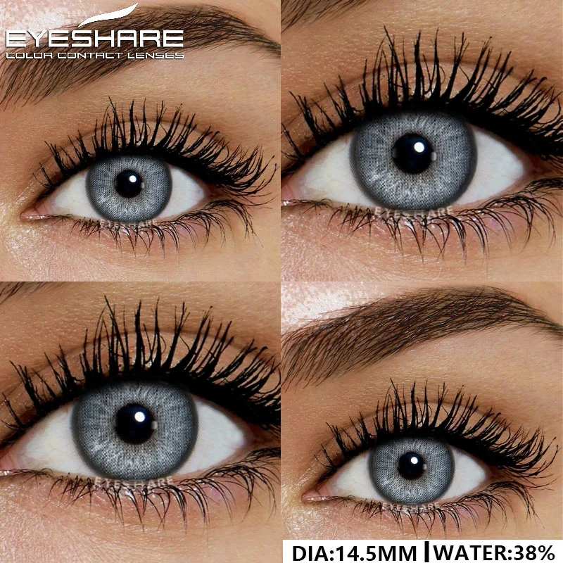 EYESHARE 1pair Natural Color Contact Lenses for Eyes Blue Lenses Gray Pupils Len