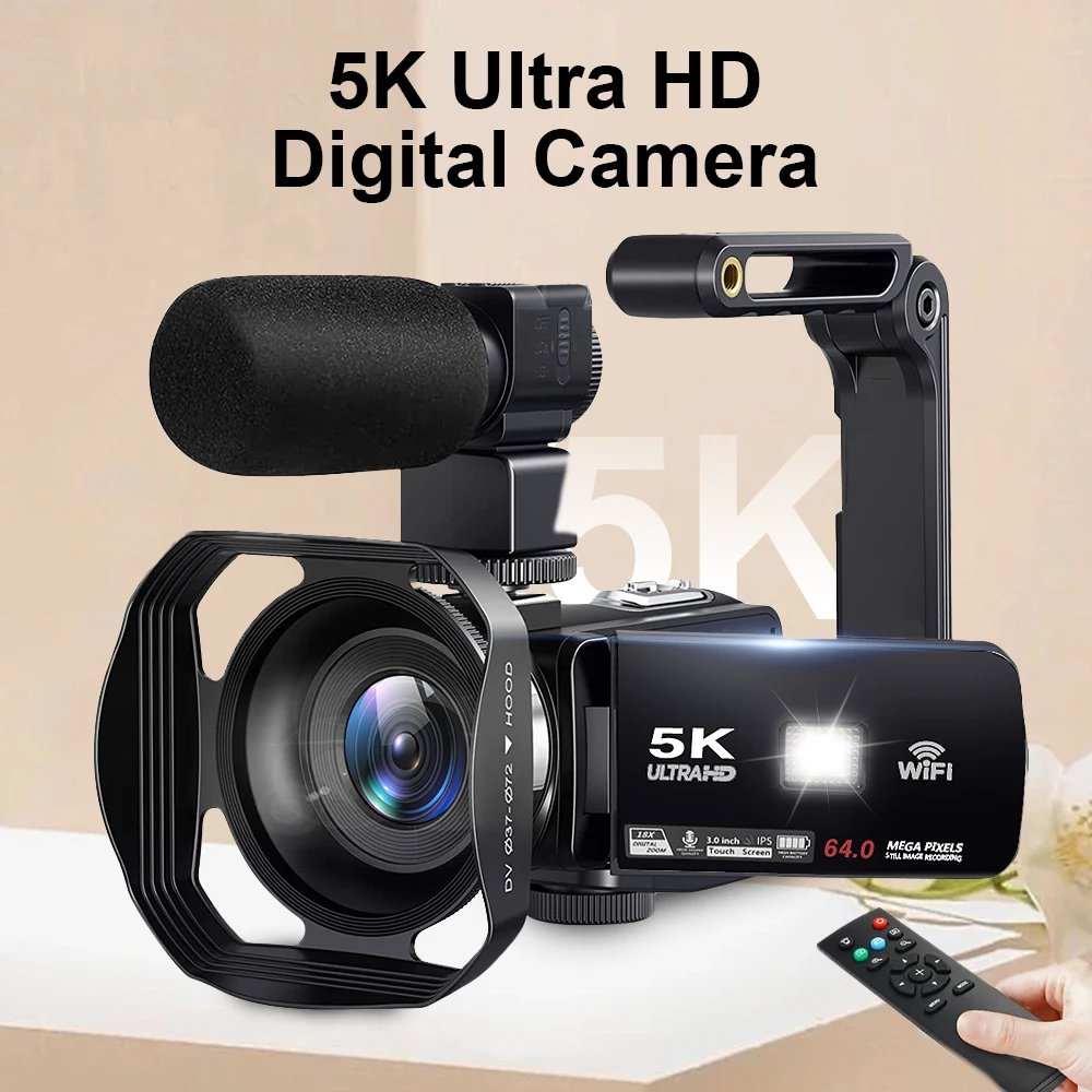 5K Ultra HD Digital Camera 60FPS 18X Zoom 3 Inch LCD Touch Screen Ultra HD WIFI 