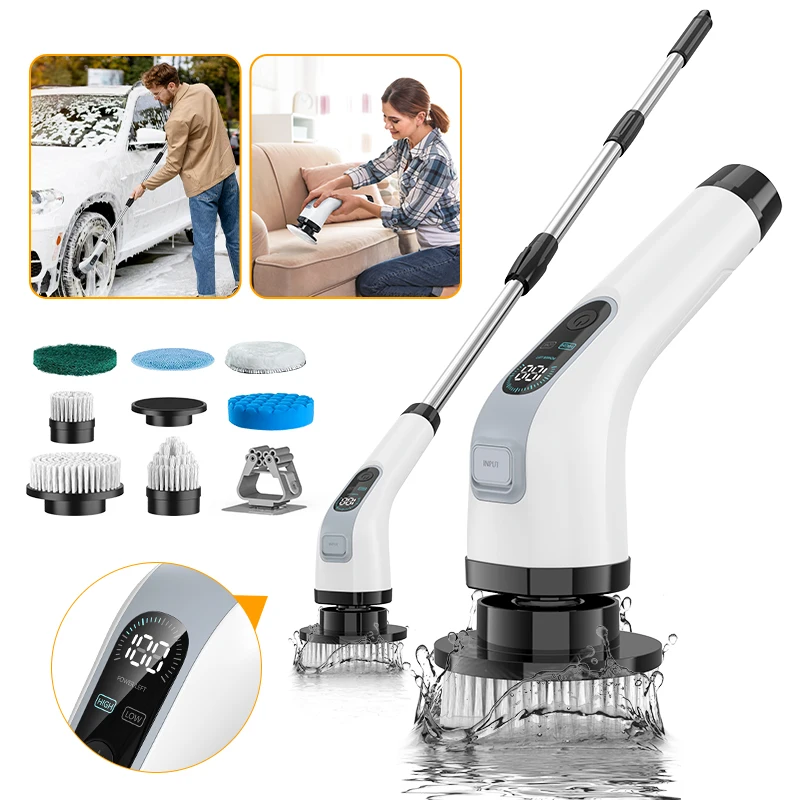 Electric Cleaning Brush Cordless Handheld Shower Scrubber Spin Cleaner Multifunc