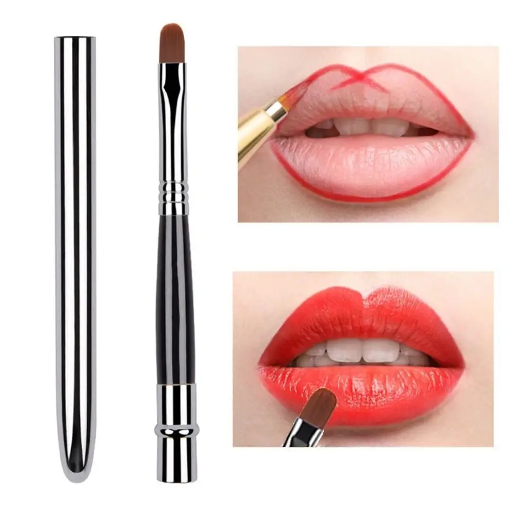 Portable Gold Silver Lips Makeup Brush Pen Metal Handle Cosmetic Lipgloss Lipsti