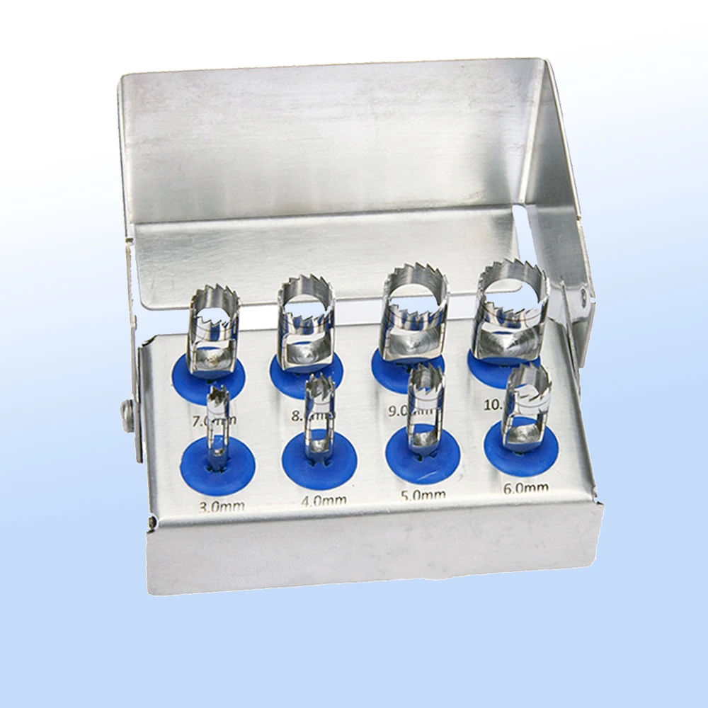 8Pcs Dental Implant Bone Trephine With Bur Disinfection Holder For Handpiece Sur