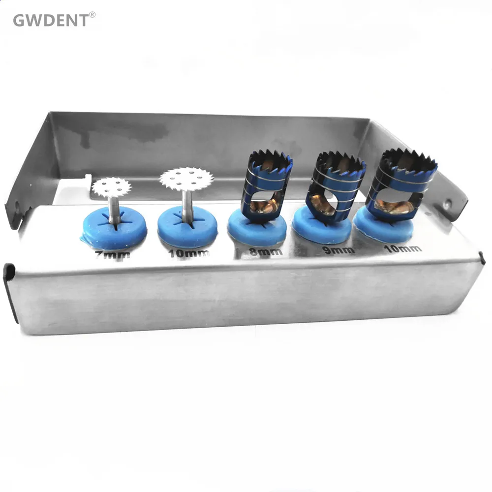 5Pcs/Set Dental Implant Saw Disk & Dental Bone Trephine Drills Kit Expander Cutt