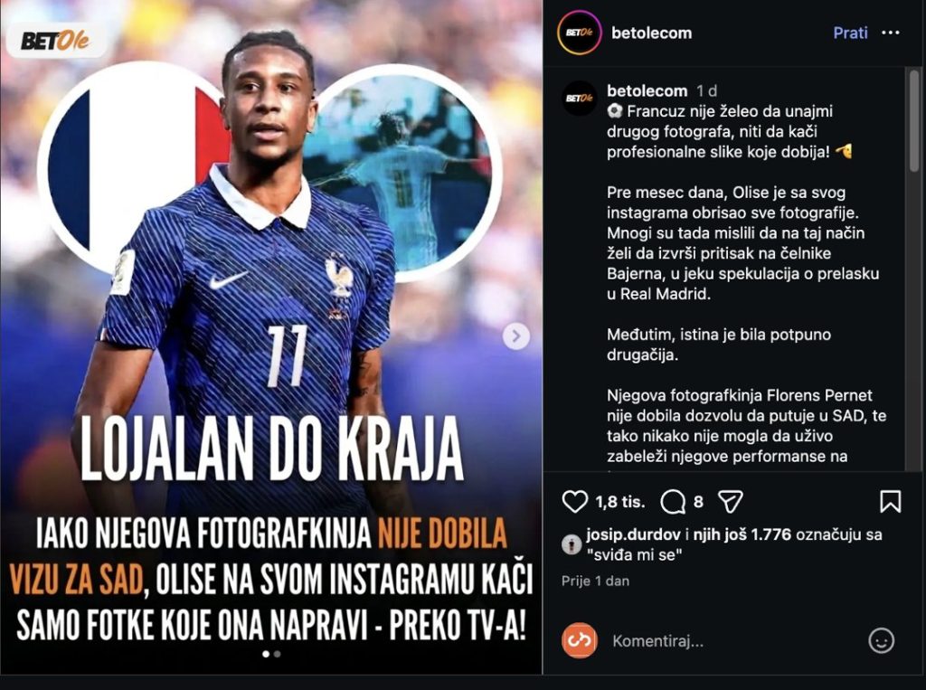 Viralna objava profila betolecom o Michaelu Oliseu koju članak provjerava