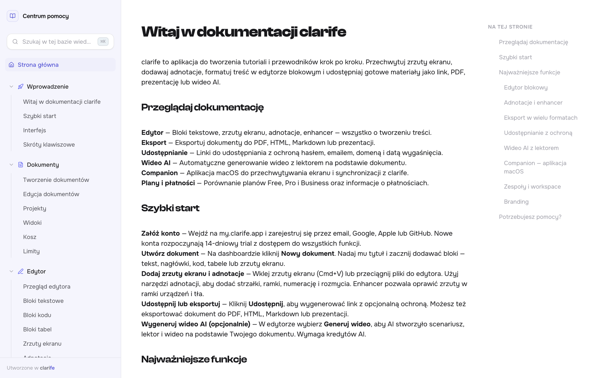 Opublikowana baza wiedzy z kategoriami i wyszukiwarką