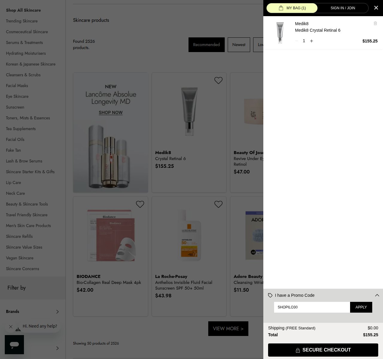 Where to enter the discount code on the Adore Beauty website
