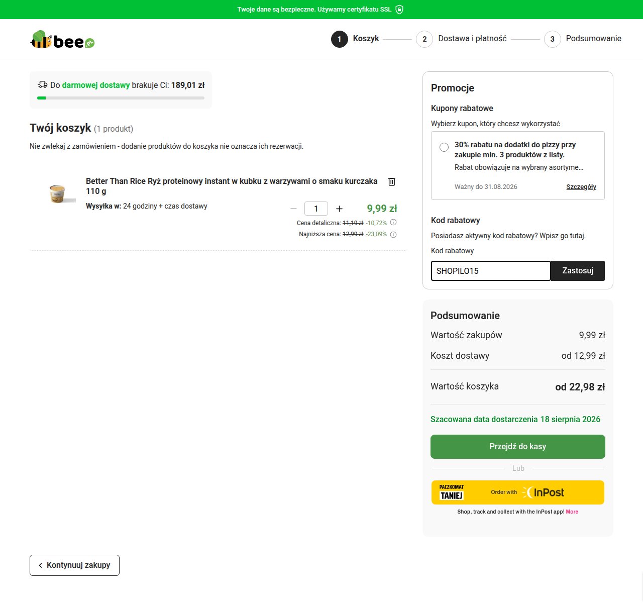 Gdzie wpisać kod rabatowy na stronie Bee.pl