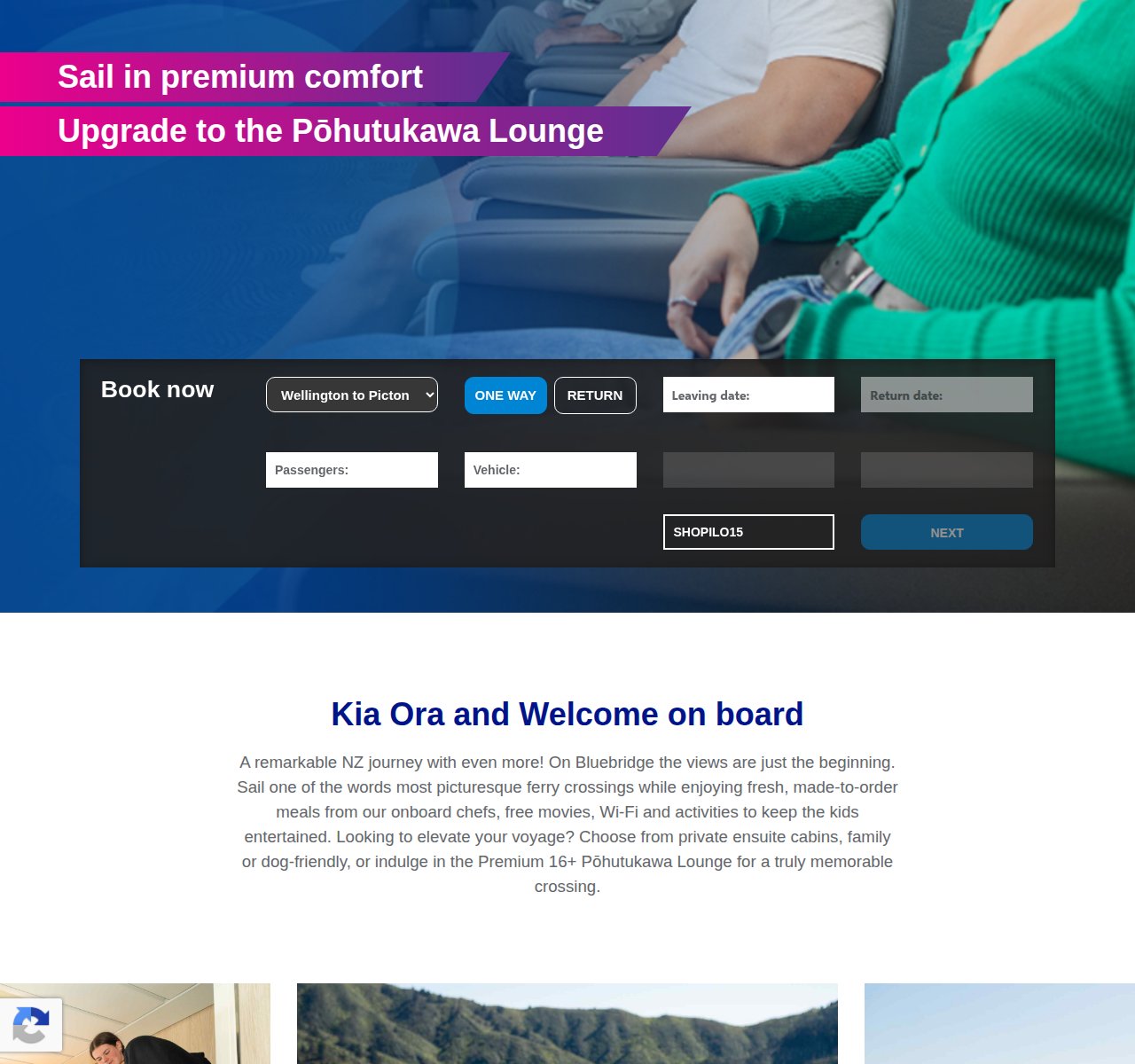 Where to enter the discount code on the Bluebridge website