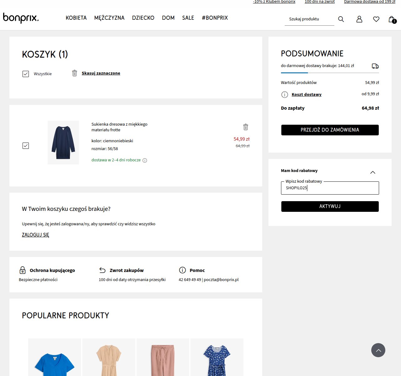 Gdzie wpisać kod rabatowy na stronie Bonprix