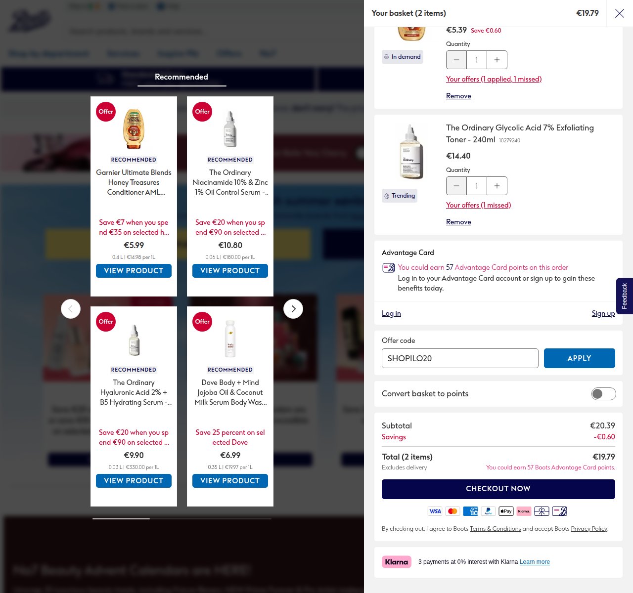 Where to enter the discount code on the Boots website