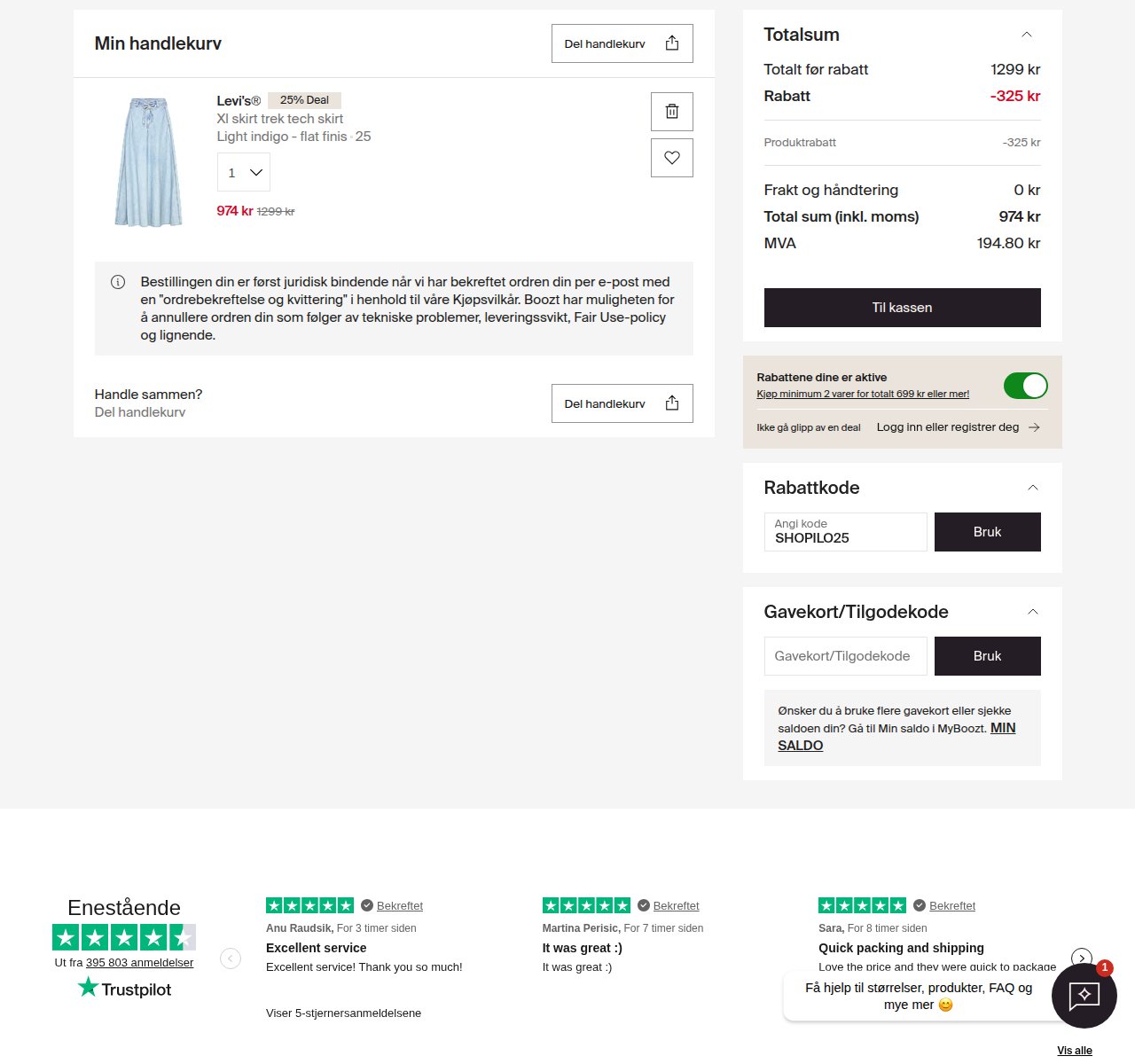 Where to enter the discount code on the Boozt website