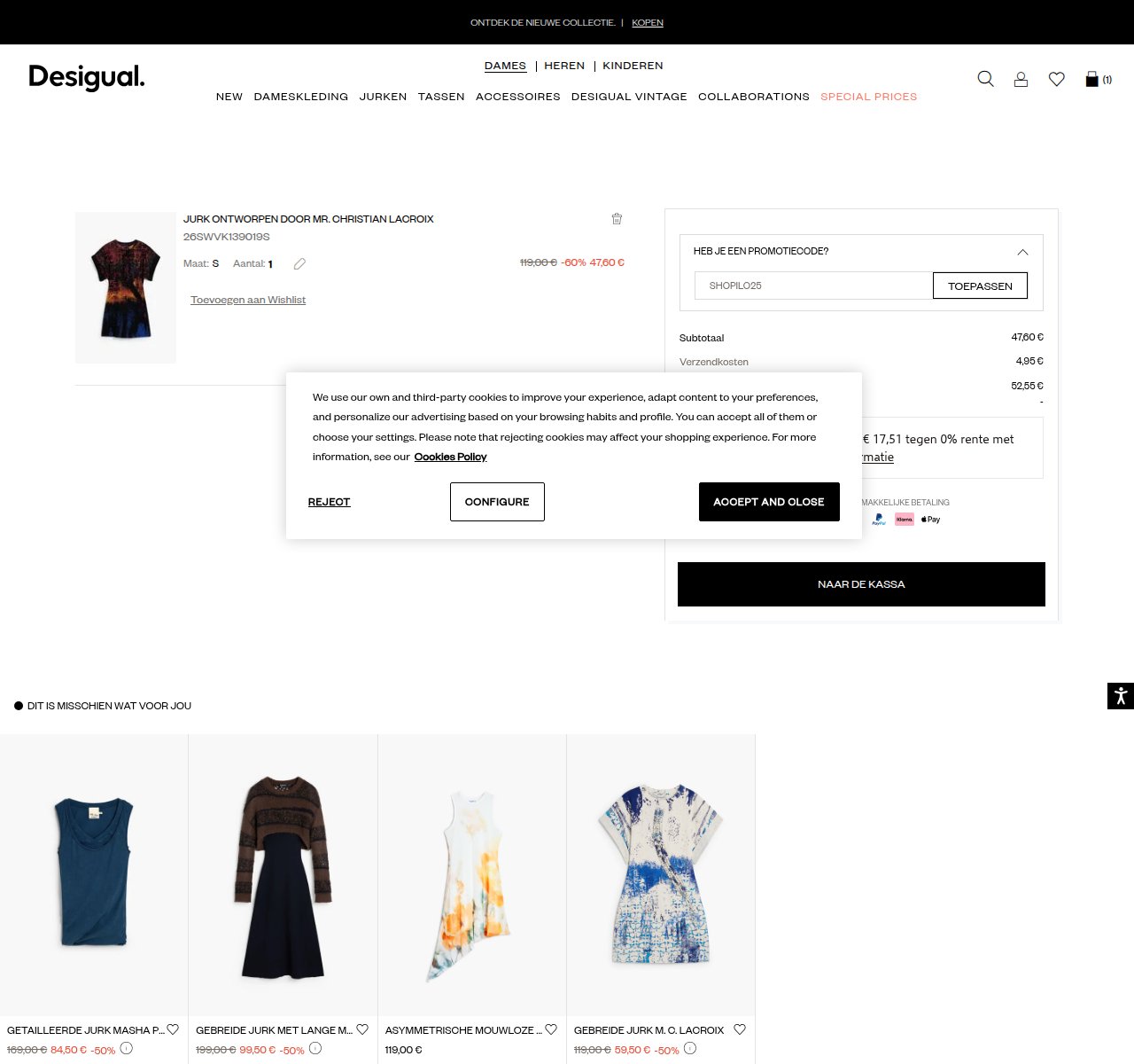 Waar je de kortingscode invoert op de Desigual-website