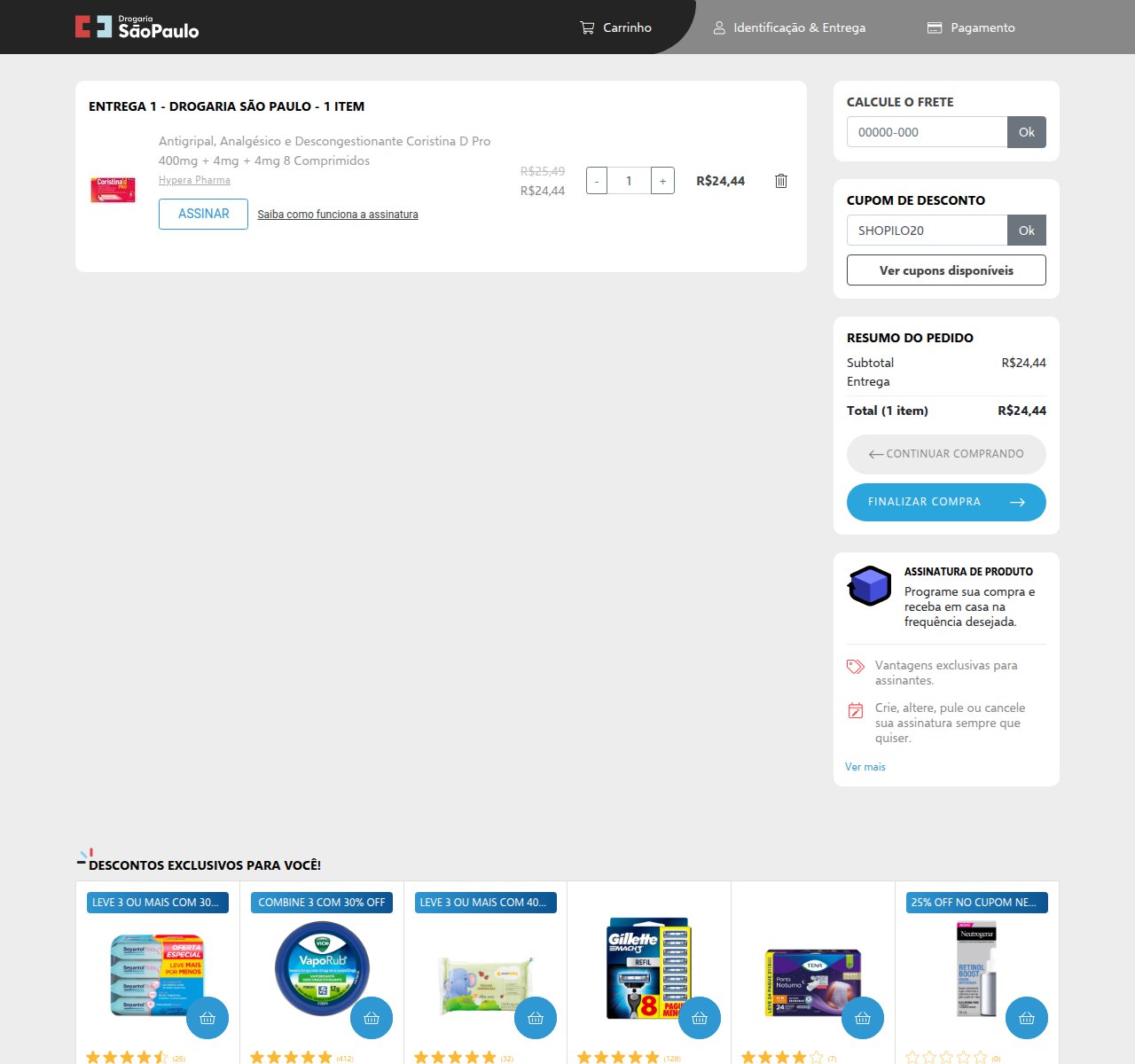 Onde inserir o código de desconto no site da Drogaria São Paulo
