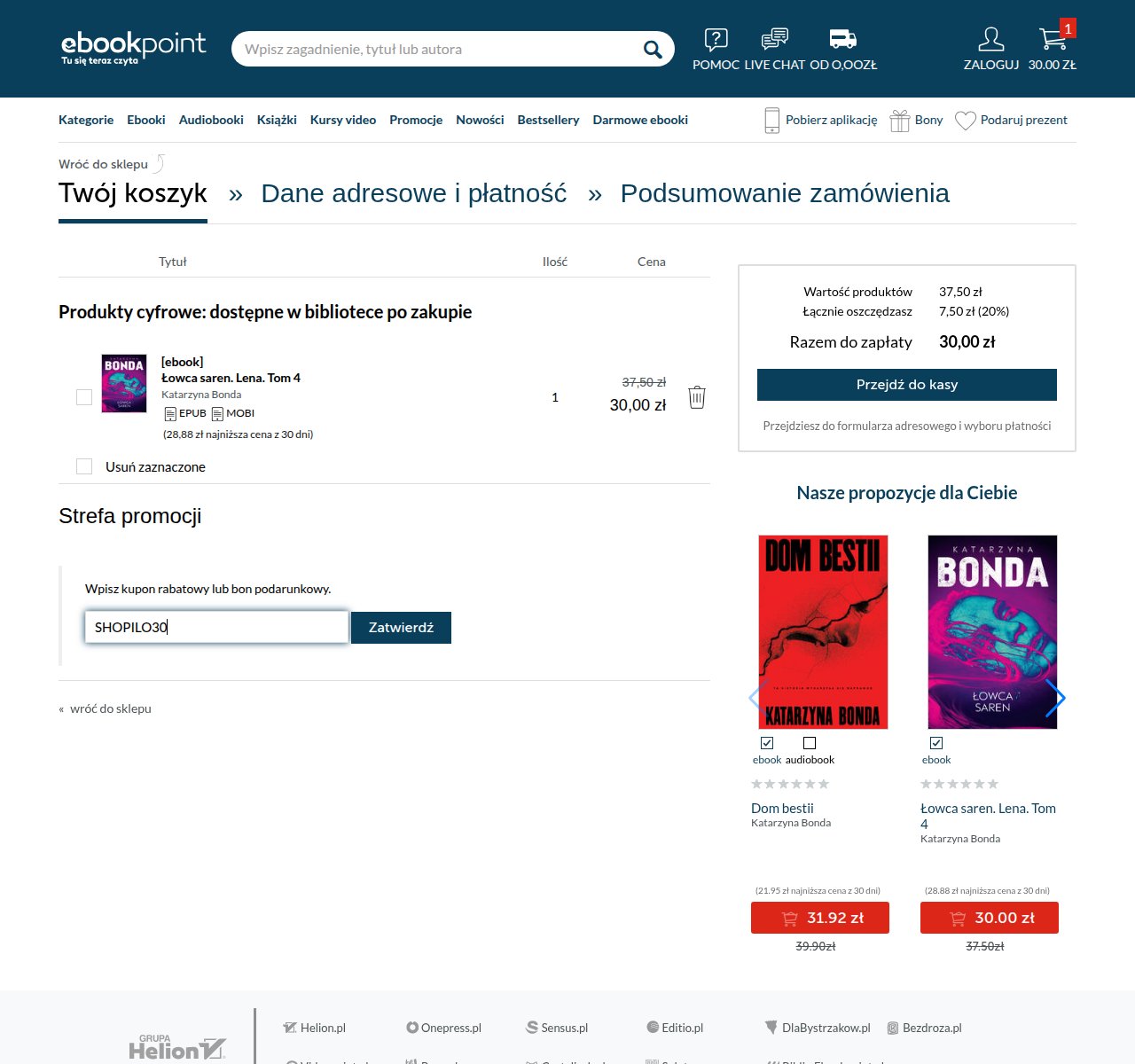 Gdzie wpisać kod rabatowy na stronie Ebookpoint
