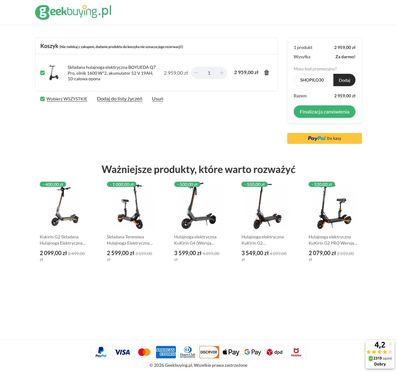 Gdzie wpisać kod rabatowy na stronie Geekbuying