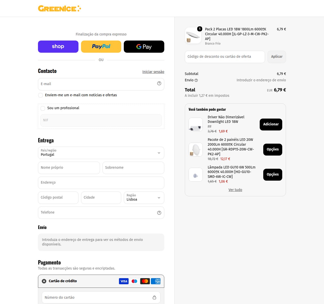 Onde inserir o código de desconto no site da Greenice