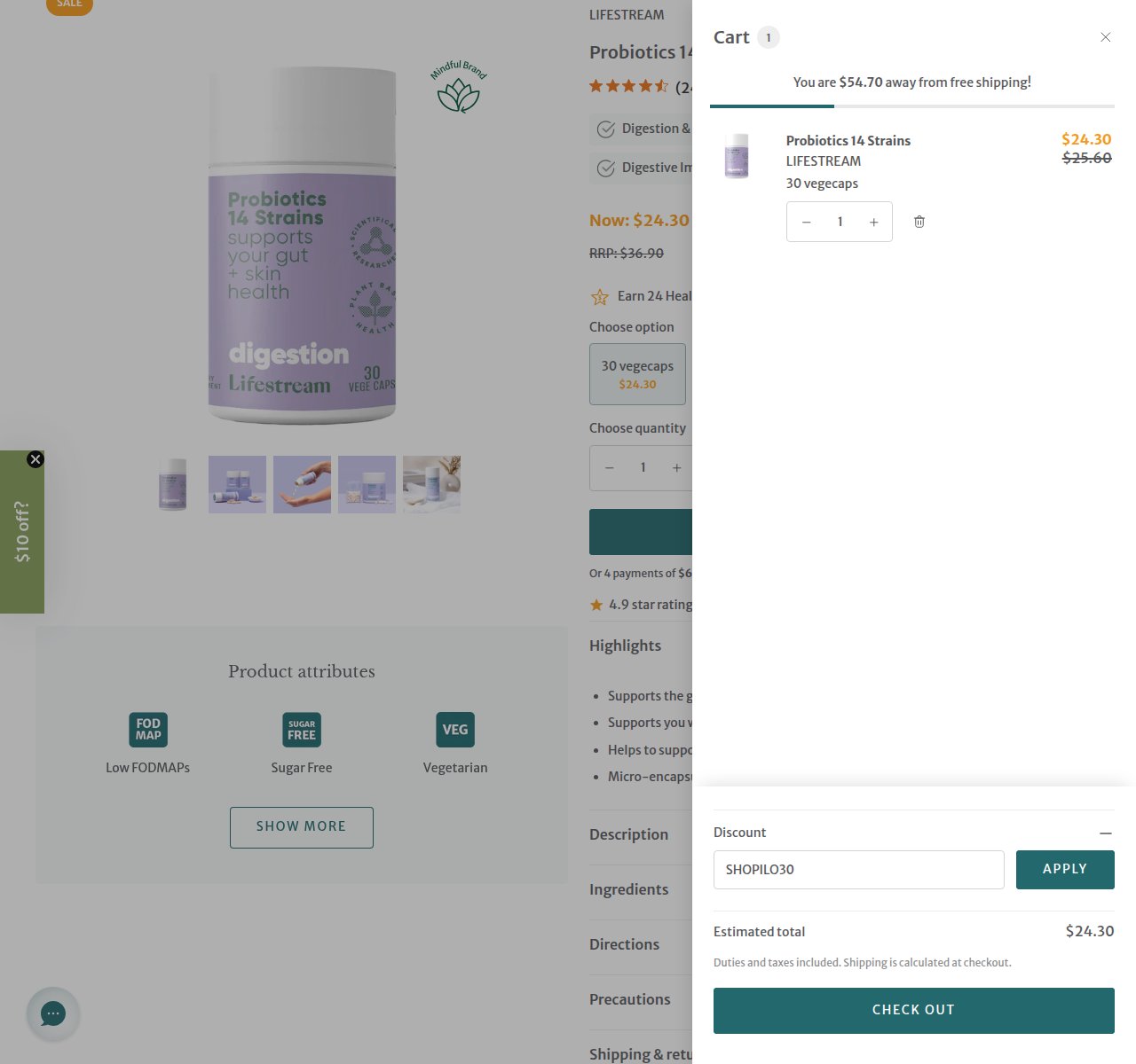 Where to enter the discount code on the HealthPost website