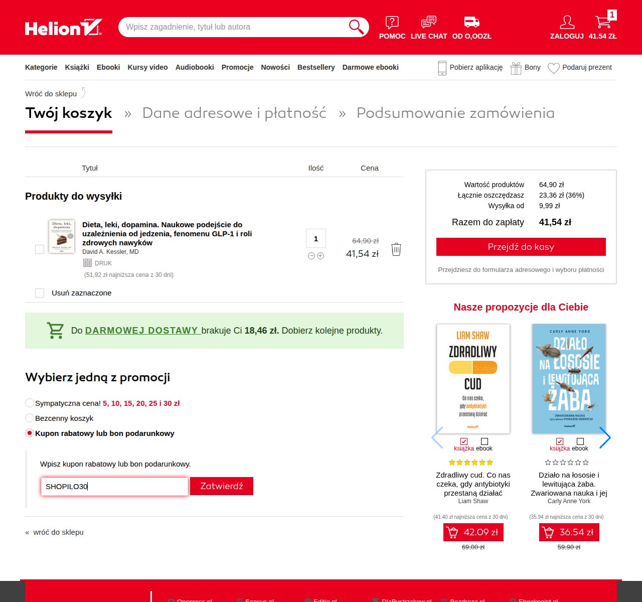 Gdzie wpisać kod rabatowy na stronie Helion