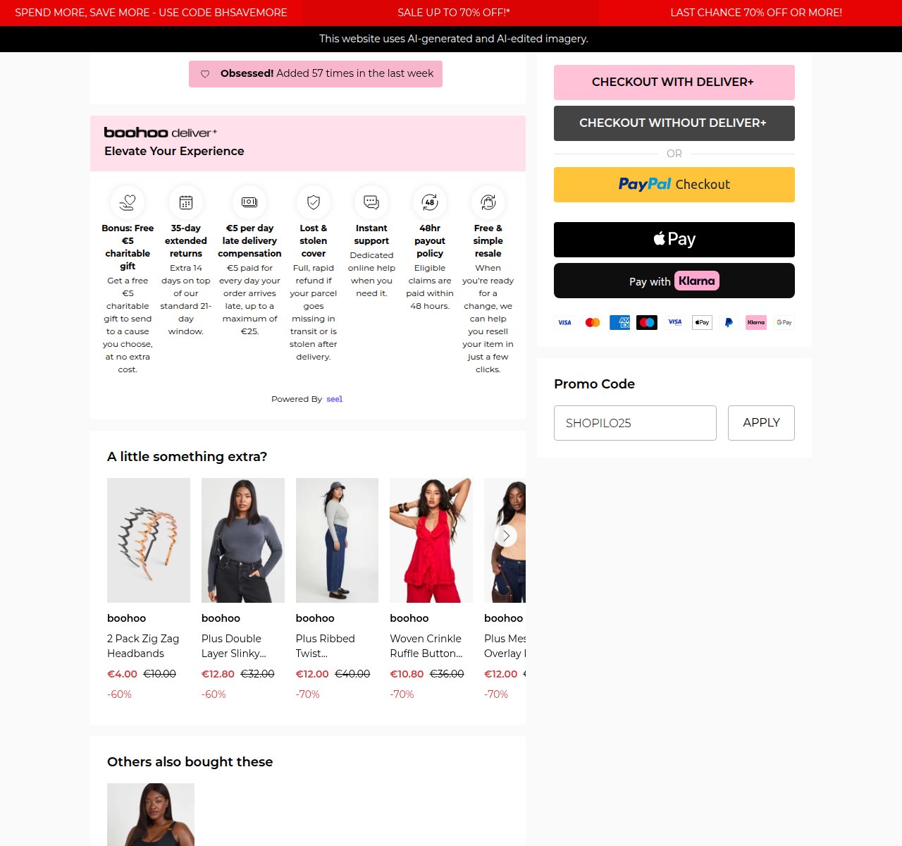 Where to enter the discount code on the Boohoo website