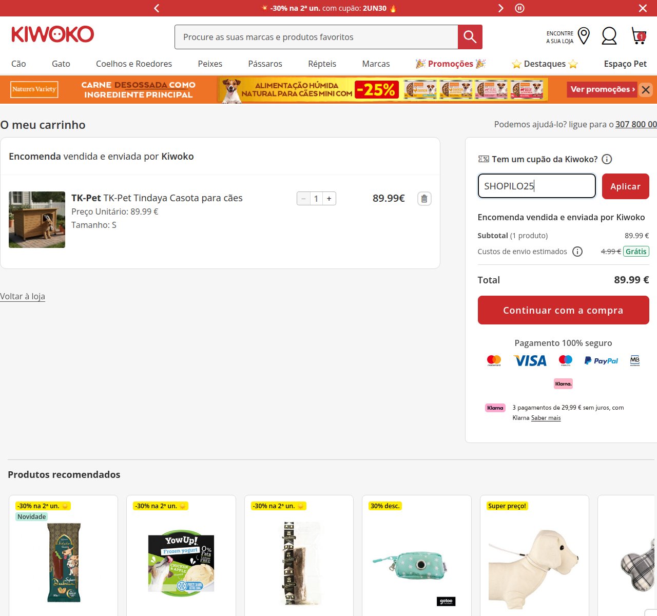 Onde inserir o código de desconto no site da Kiwoko