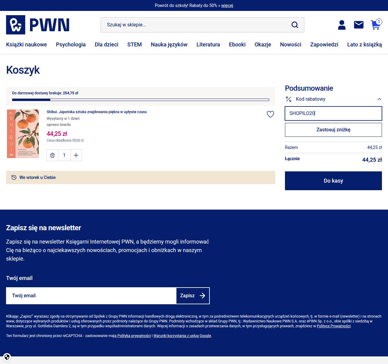 Gdzie wpisać kod rabatowy na stronie PWN