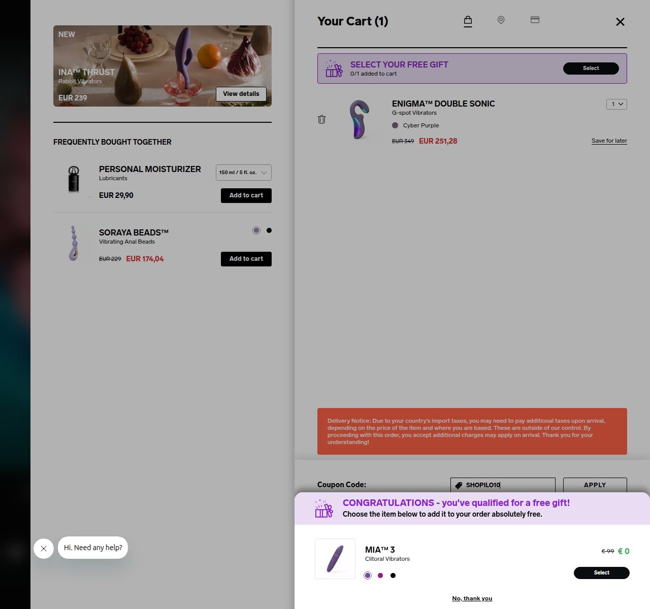 Where to enter the discount code on the LELO website