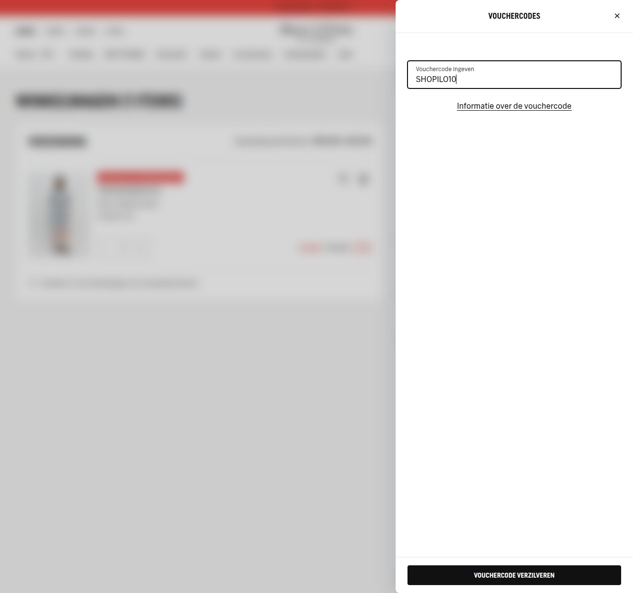 Waar je de kortingscode invoert op de Marc O'Polo-website