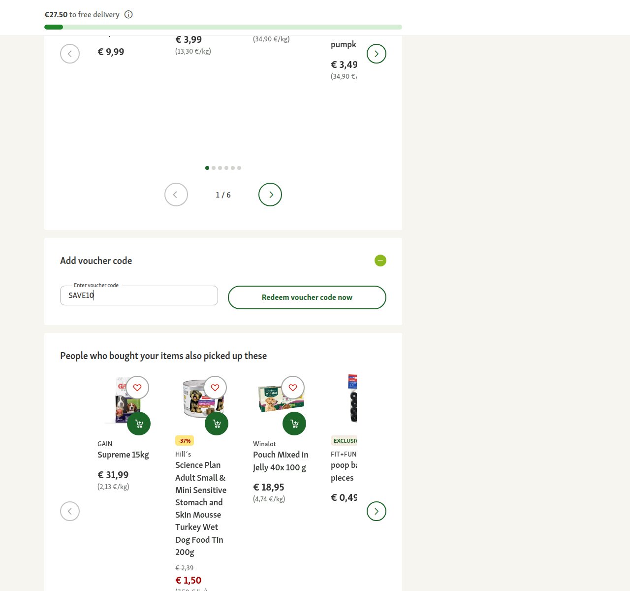 Where to enter the discount code on the Maxi Zoo website