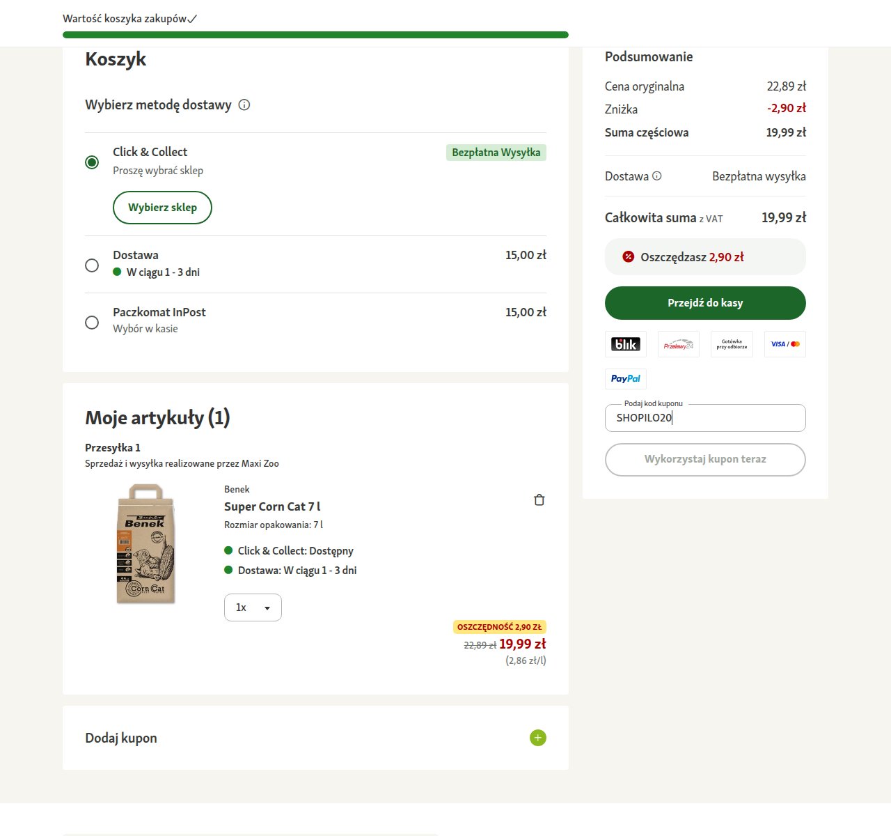 Gdzie wpisać kod rabatowy na stronie Maxi Zoo
