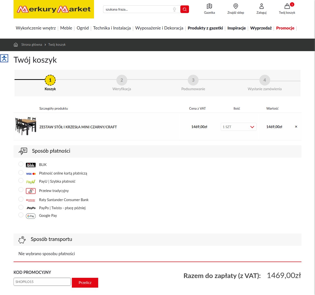Gdzie wpisać kod rabatowy na stronie Merkury Market