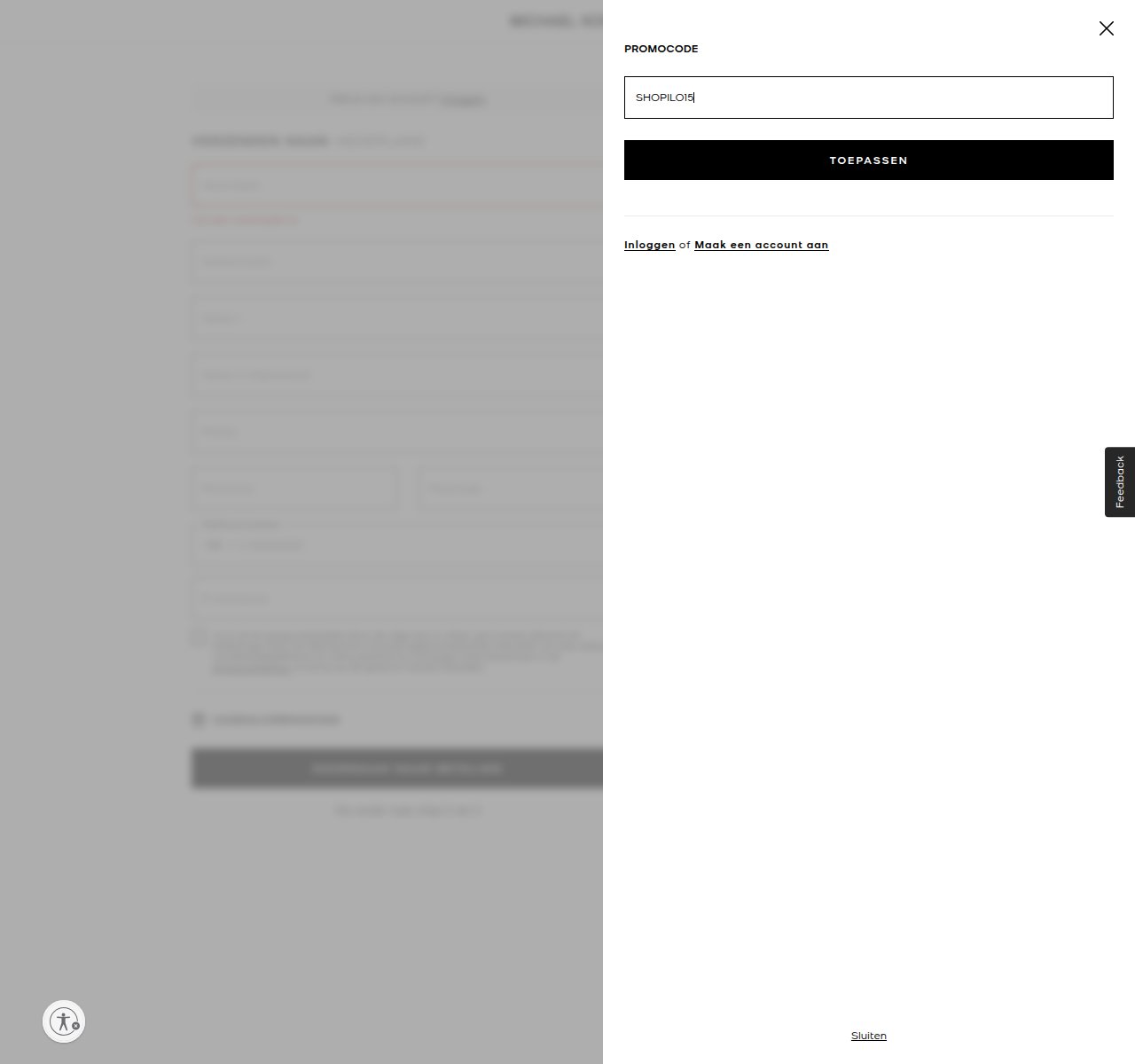 Waar je de kortingscode invoert op de Michael Kors-website