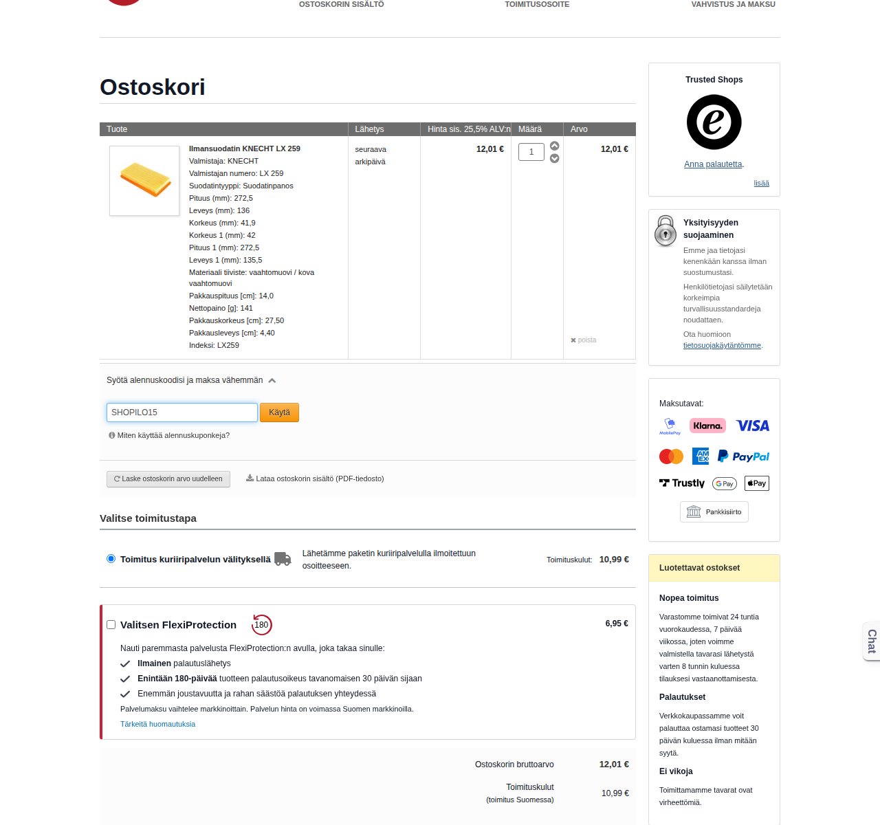 Mihin alennuskoodi syötetään Motointegrator-sivustolla