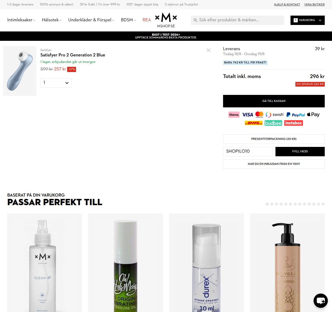 Var du anger rabattkoden på Mshops webbplats