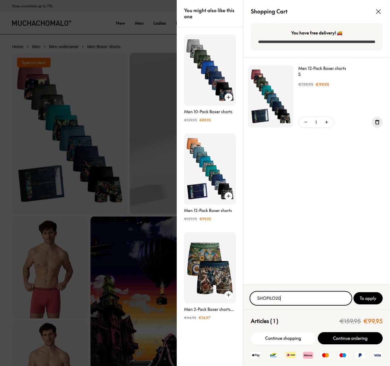 Waar je de kortingscode invoert op de Muchachomalo-website