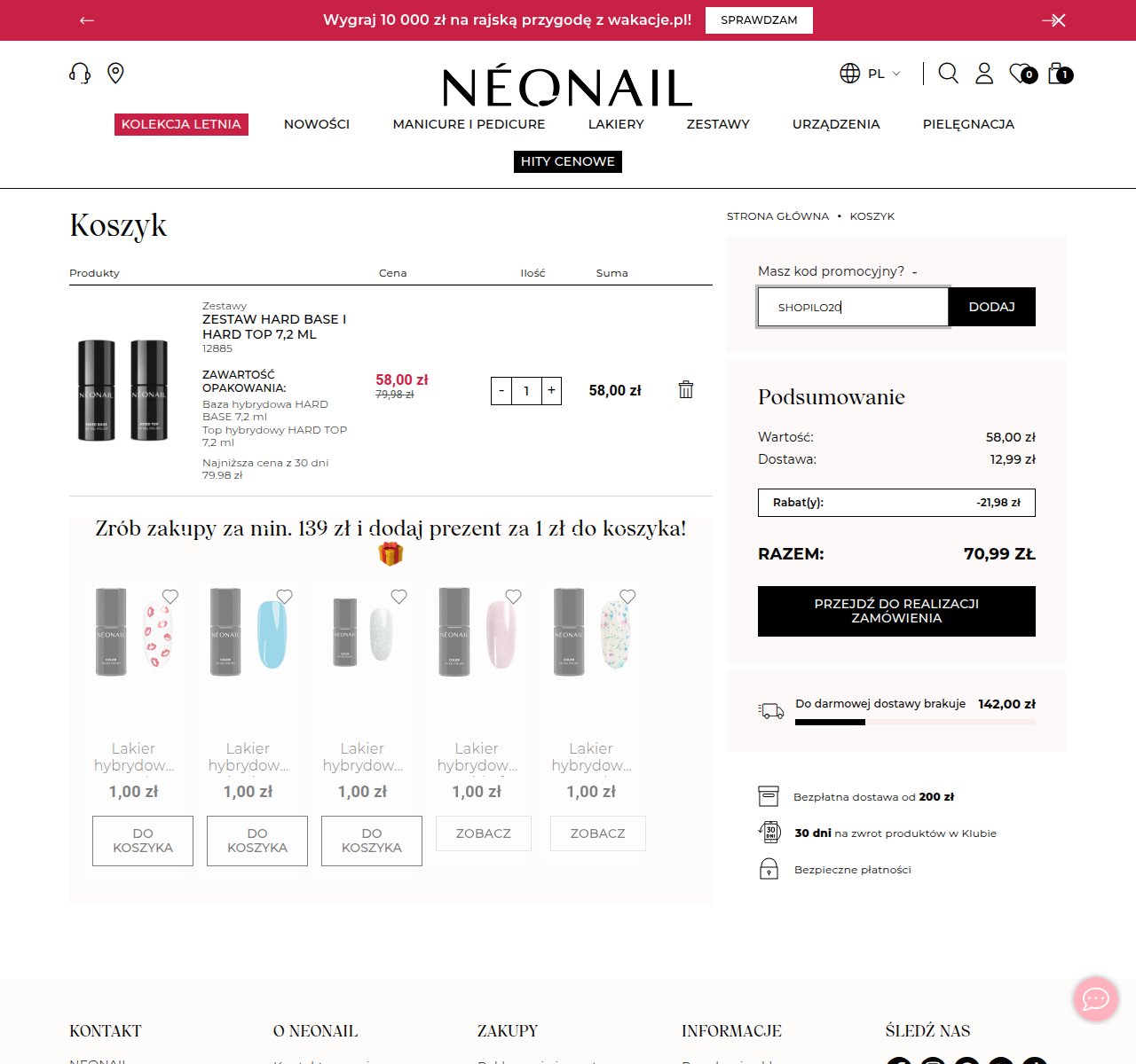 Gdzie wpisać kod rabatowy na stronie NEONAIL