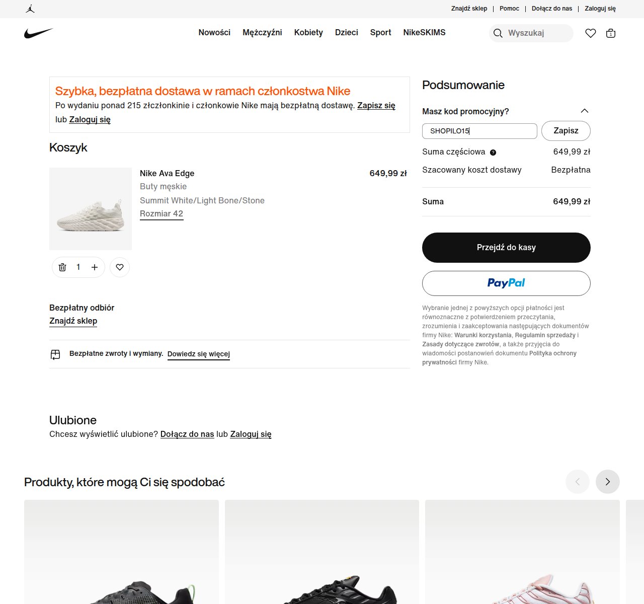 Gdzie wpisać kod rabatowy na stronie Nike