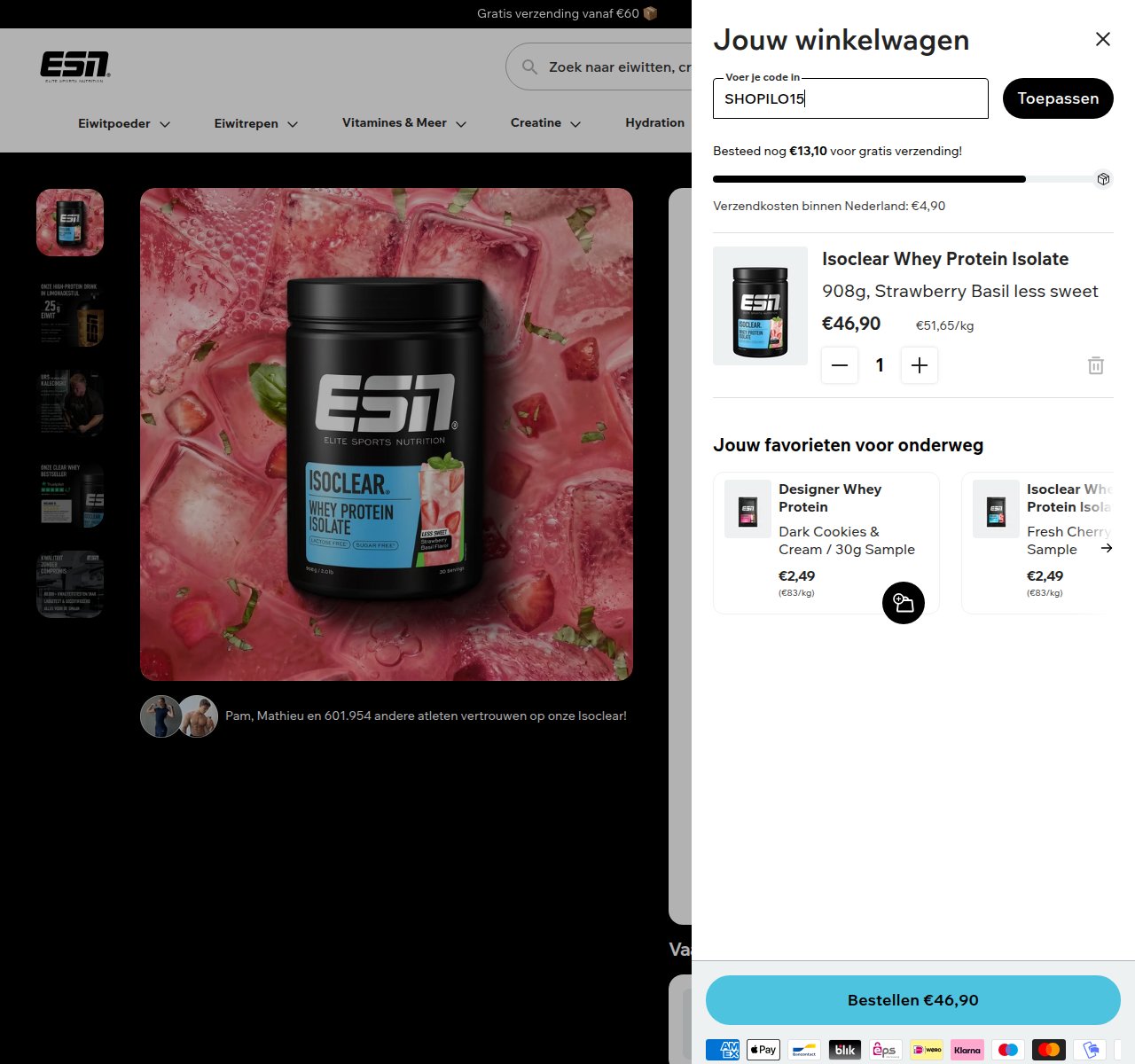 Waar je de kortingscode invoert op de ESN-website