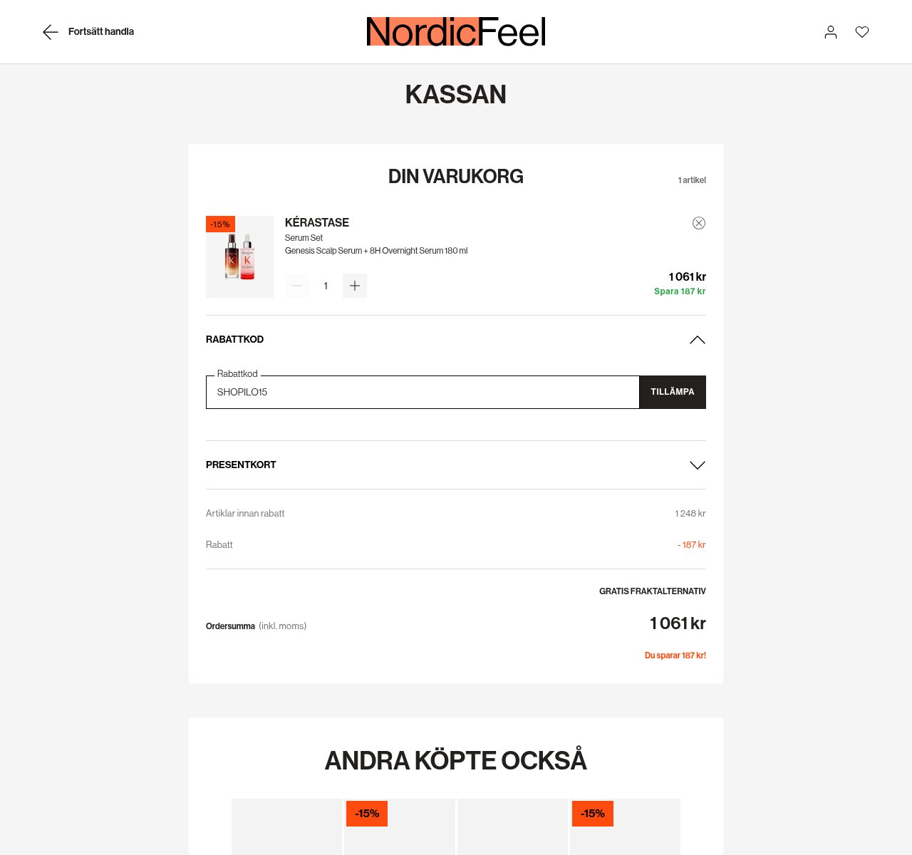 Var du anger rabattkoden på NordicFeels webbplats