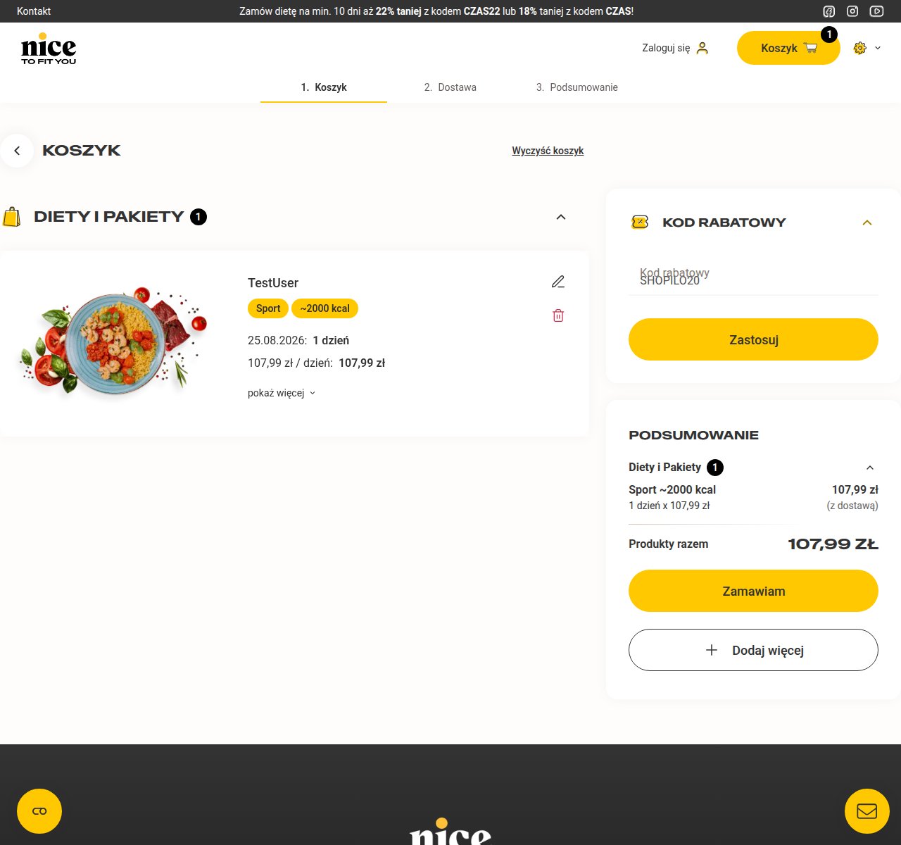 Gdzie wpisać kod rabatowy na stronie Nice To Fit You