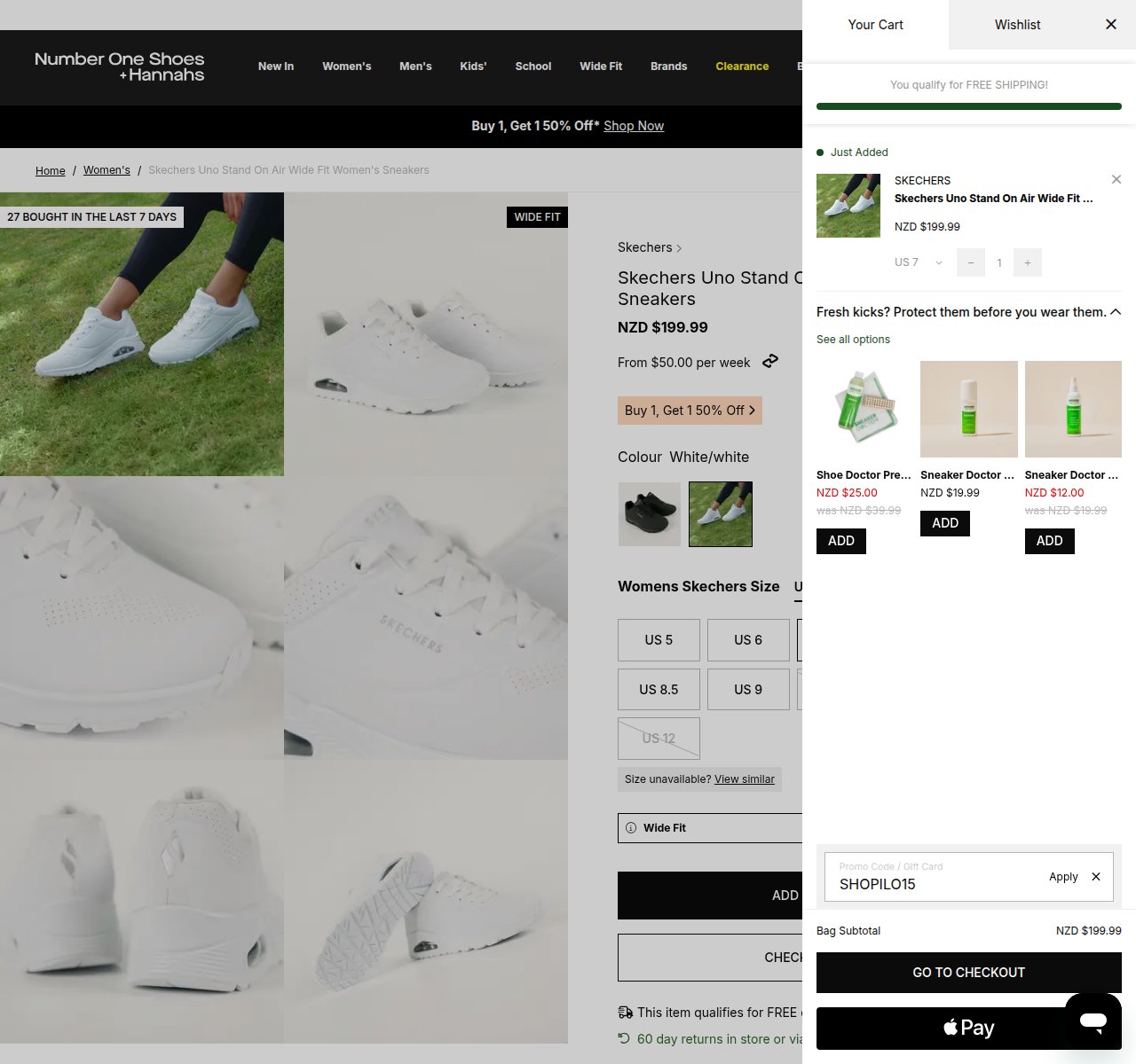 Where to enter the discount code on the Number One Shoes + Hannahs website
