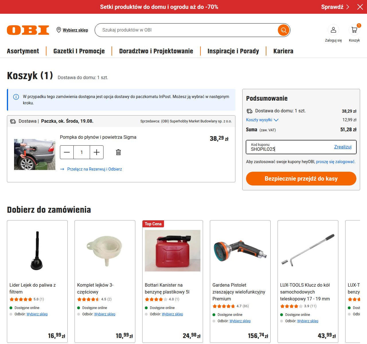 Gdzie wpisać kod rabatowy na stronie OBI