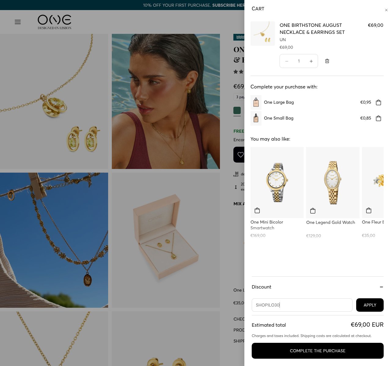 Onde inserir o código de desconto no site da One Watch Company