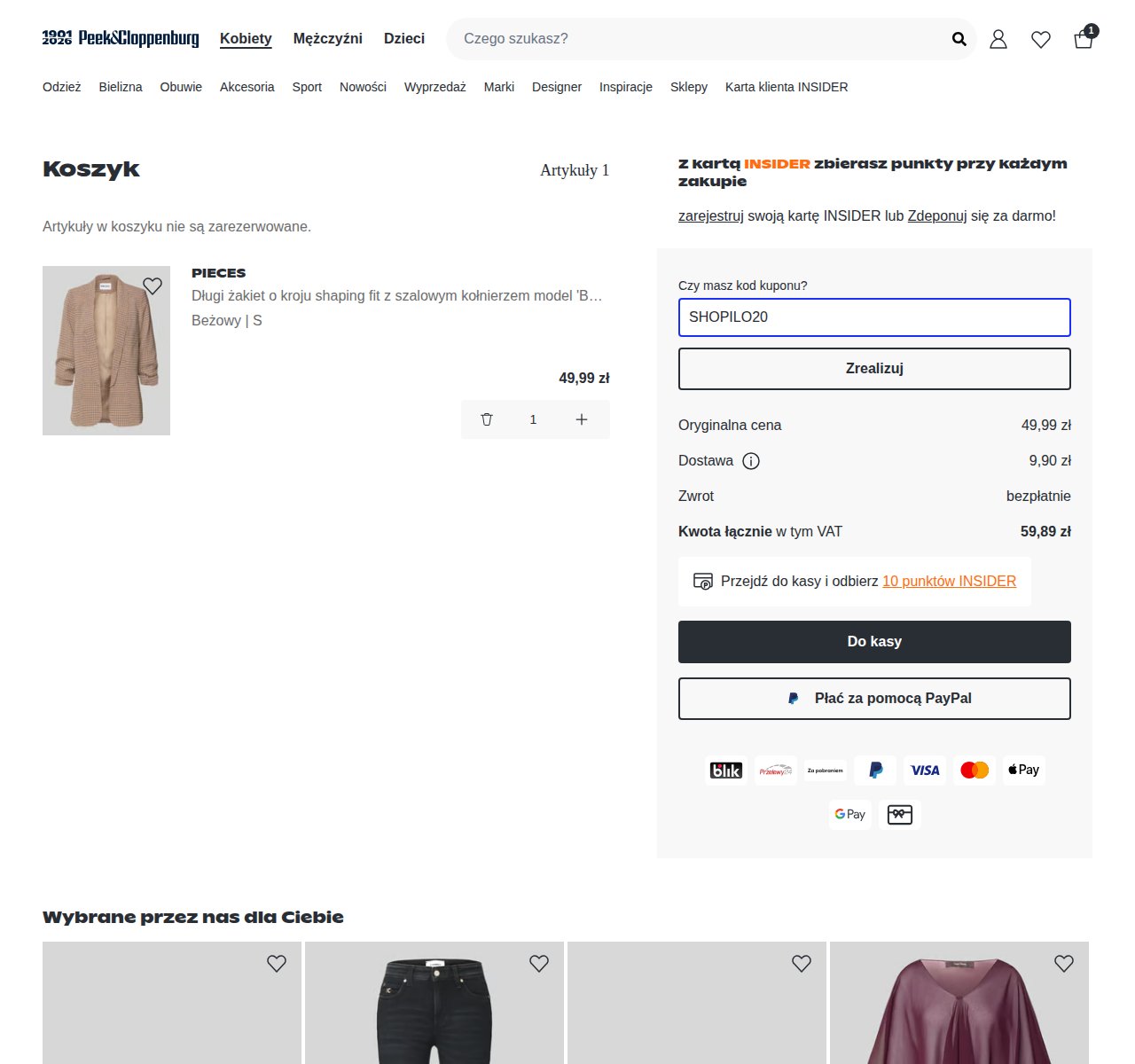 Gdzie wpisać kod rabatowy na stronie Peek & Cloppenburg