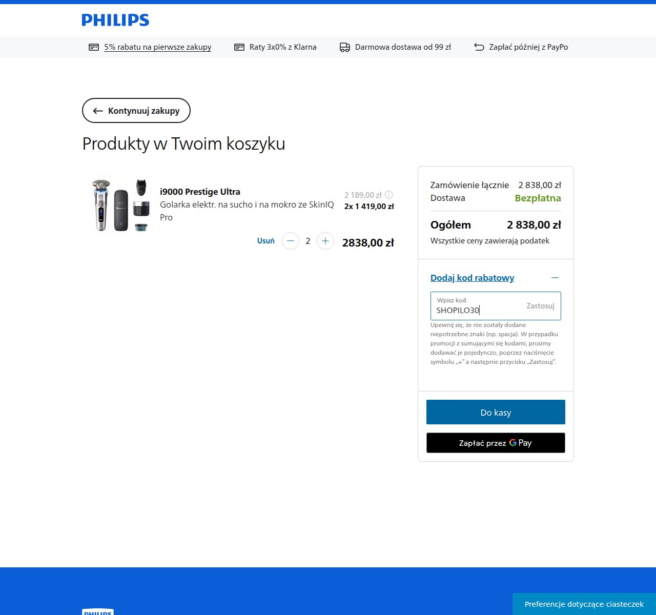 Gdzie wpisać kod rabatowy na stronie Philips