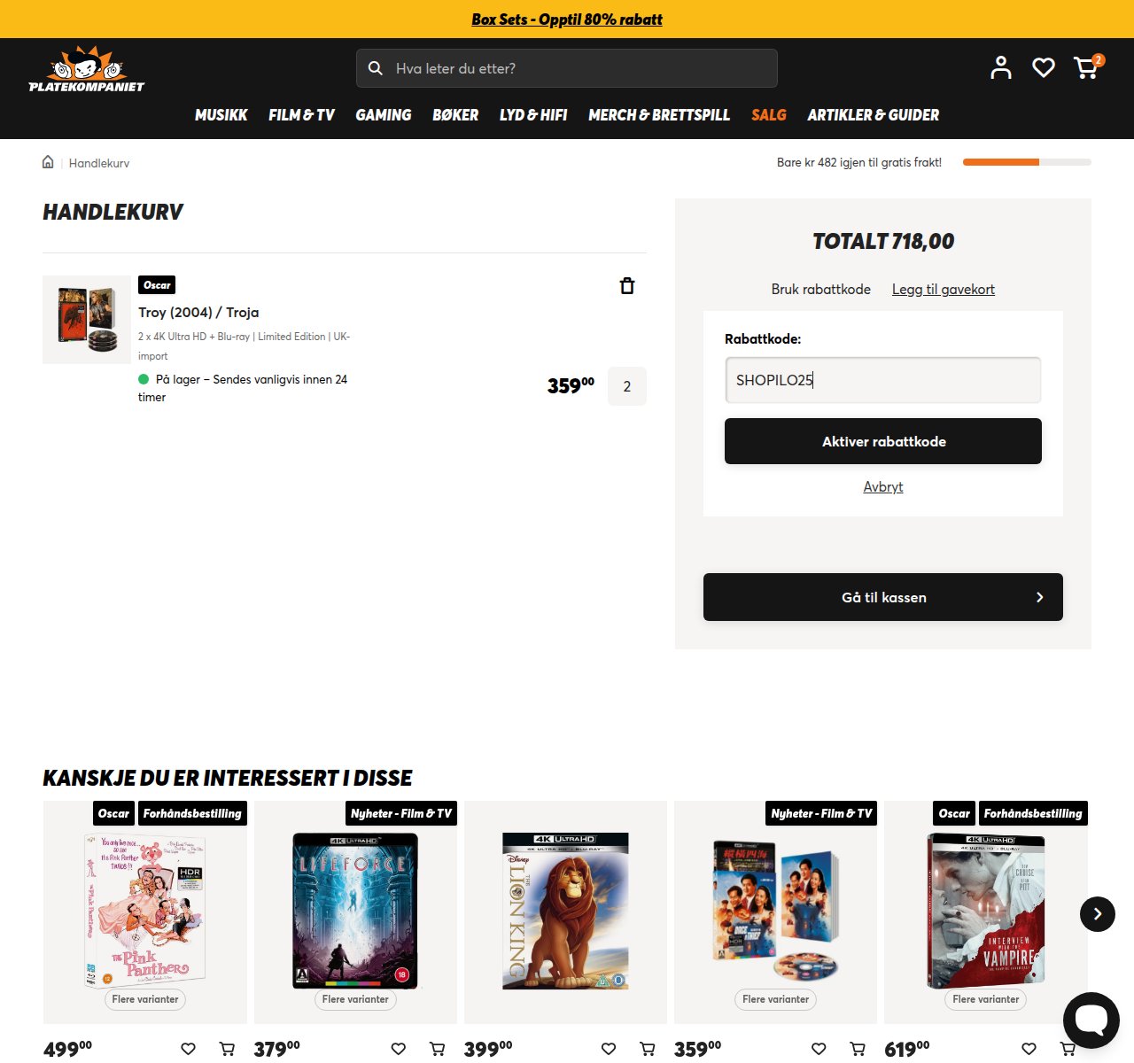 Where to enter the discount code on the Platekompaniet website