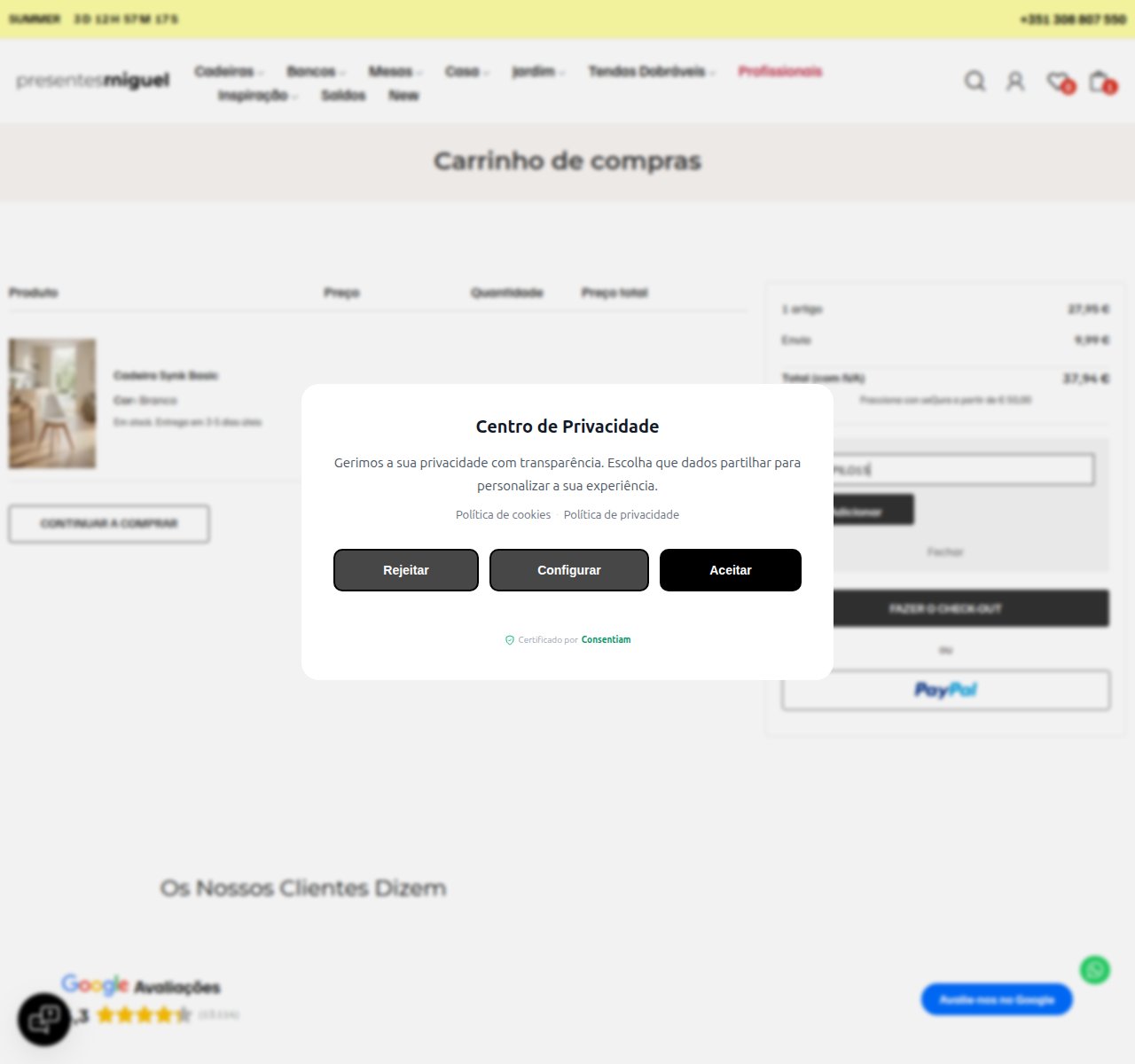 Onde inserir o código de desconto no site da Presentes Miguel