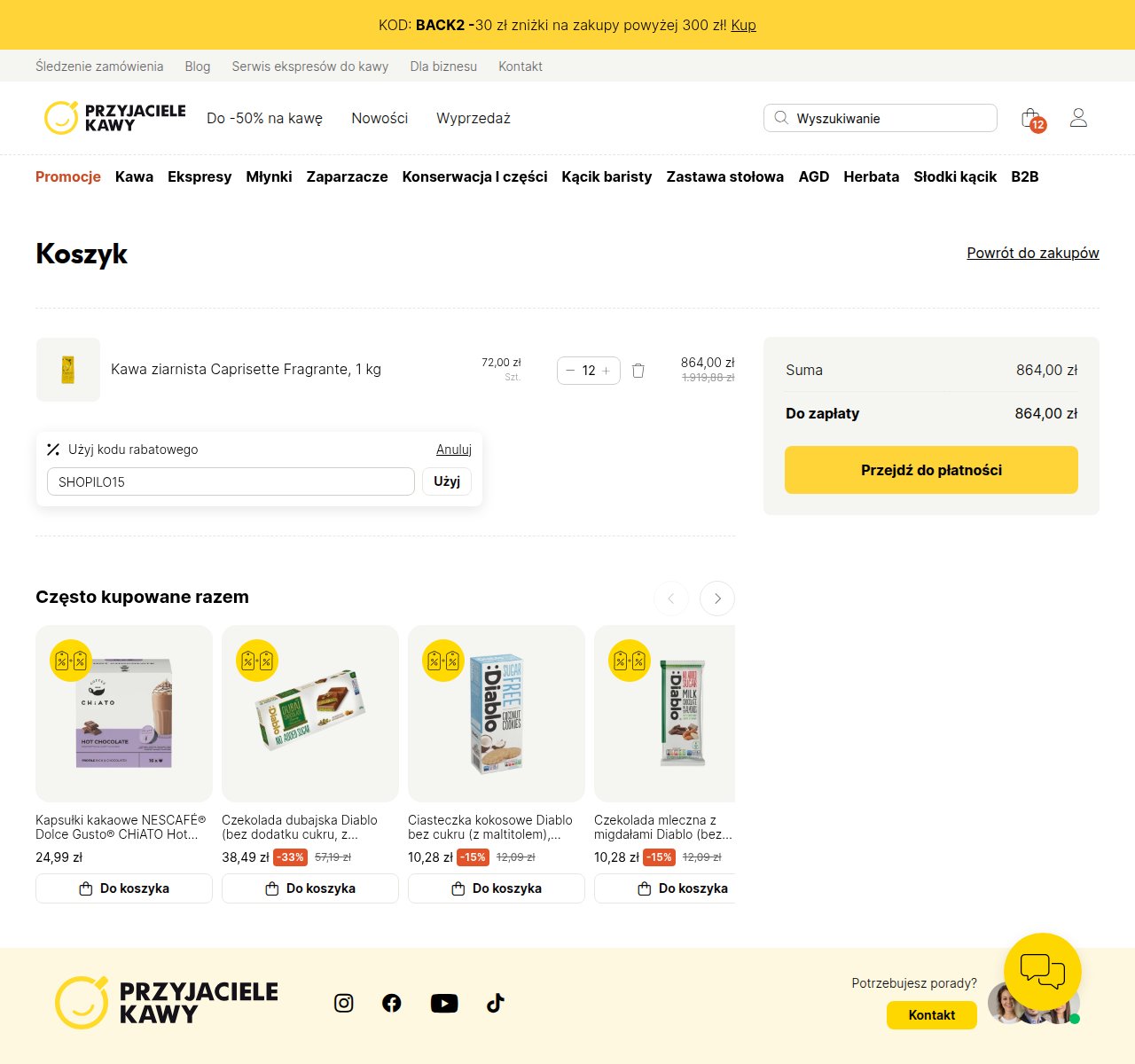 Gdzie wpisać kod rabatowy na stronie Przyjaciele Kawy