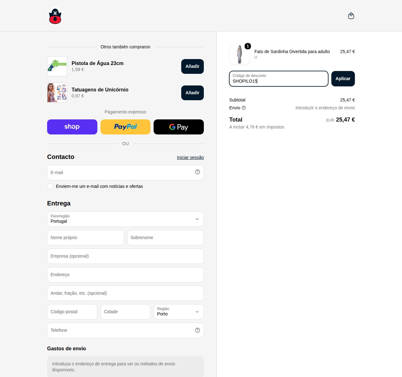 Onde inserir o código de desconto no site da Costumalia