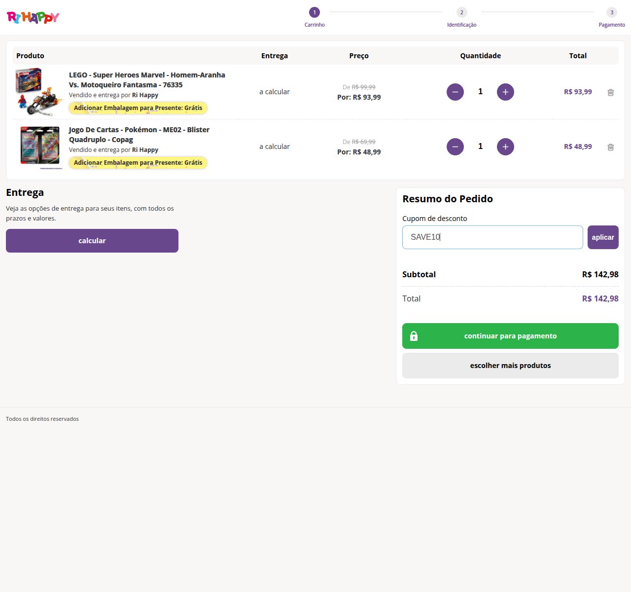 Onde inserir o código de desconto no site da Ri Happy