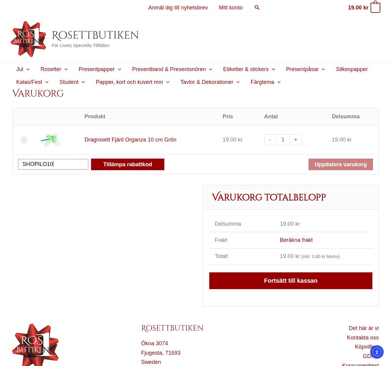 Var du anger rabattkoden på Rosettbutikens webbplats